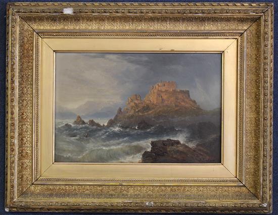 Frederick Tully Lott (fl.1852-1879) Mont Orgueil Castle, Jersey 8 x 12in.